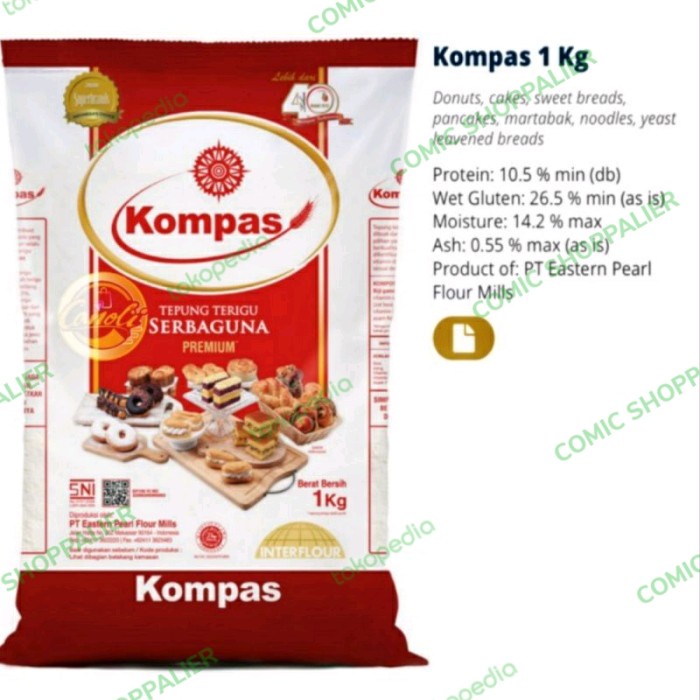 

Tepung terigu serbaguna kompas 1 kg isi 10 pcs