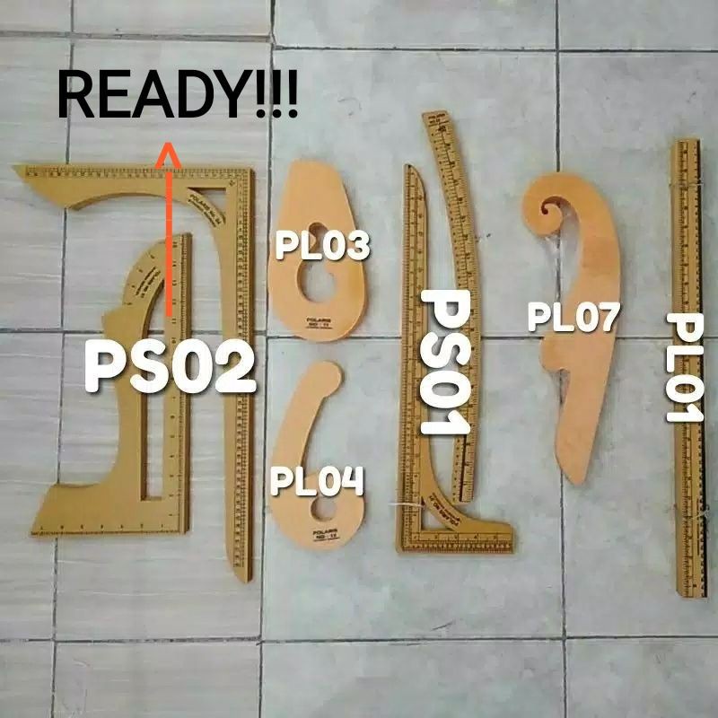 Penggaris pola jahit polaris / set LENGKAP