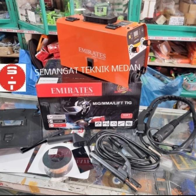 MESIN TRAFO LAS MIG MIGi TANPA GAS CO2 120 A AMPERE EMIRATES + KAWAT