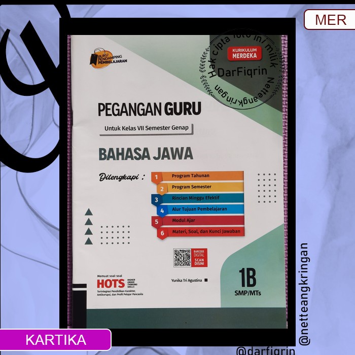 Pegangan Guru Bahasa Jawa Kelas 7 Semester 2-SMP/MTs KURMER Kurikulum Merdeka-Kartika-HOTS-Yunika