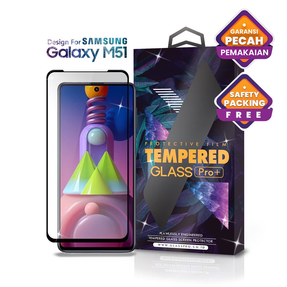 Premium Tempered Glass for Samsung Galaxy M51 - Full Cover Anti Gores Kaca Screen Protector Screen G