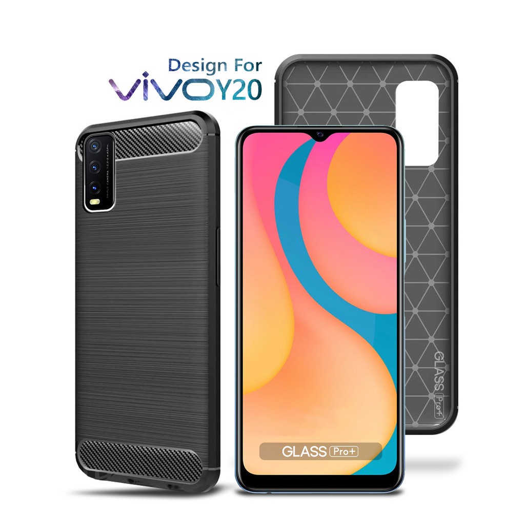 Glass Pro Premium Carbon Case Vivo Y20 Black - Soft Case