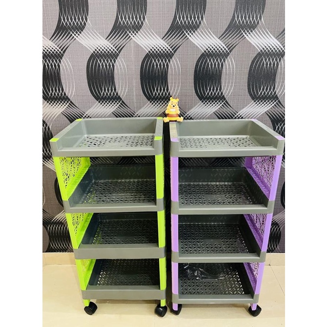 Rak plastik susun 4 / rak buku / rak baju / rak apartemen