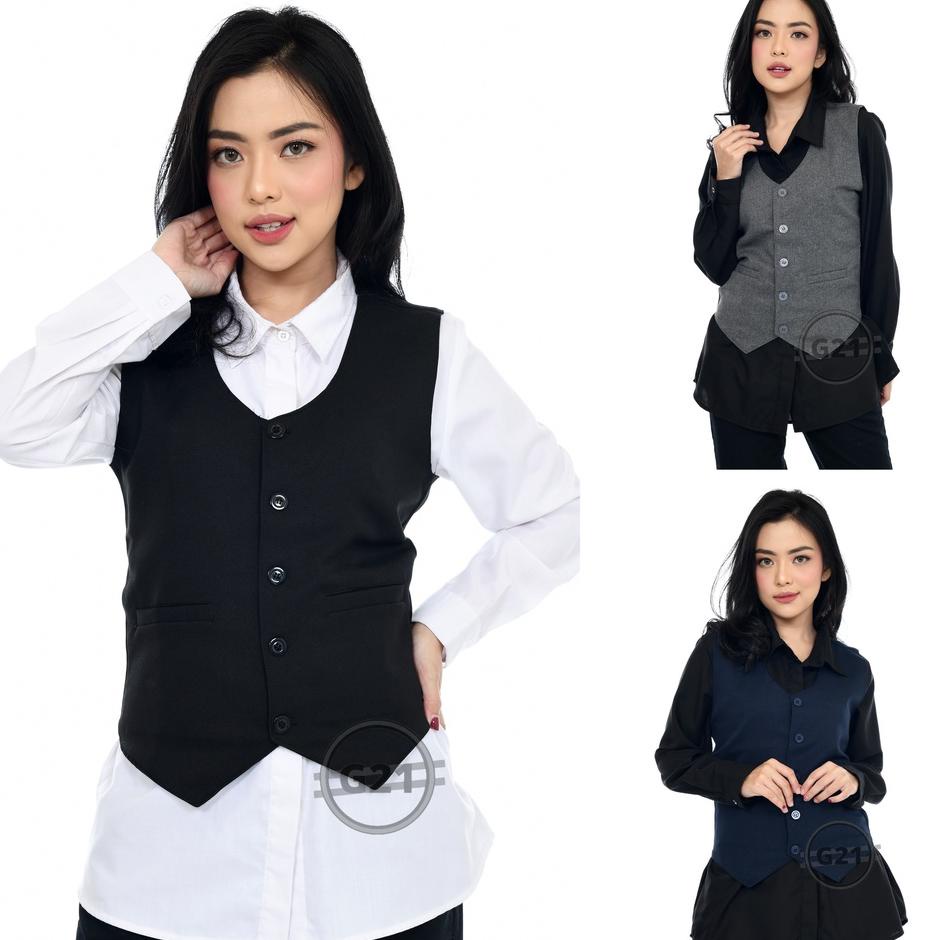 Rompi Vest Jas Wanita Formal Hitam Slimfit Kerja Kantor High Quality Rompi Wanita Formal Rompi Vest 