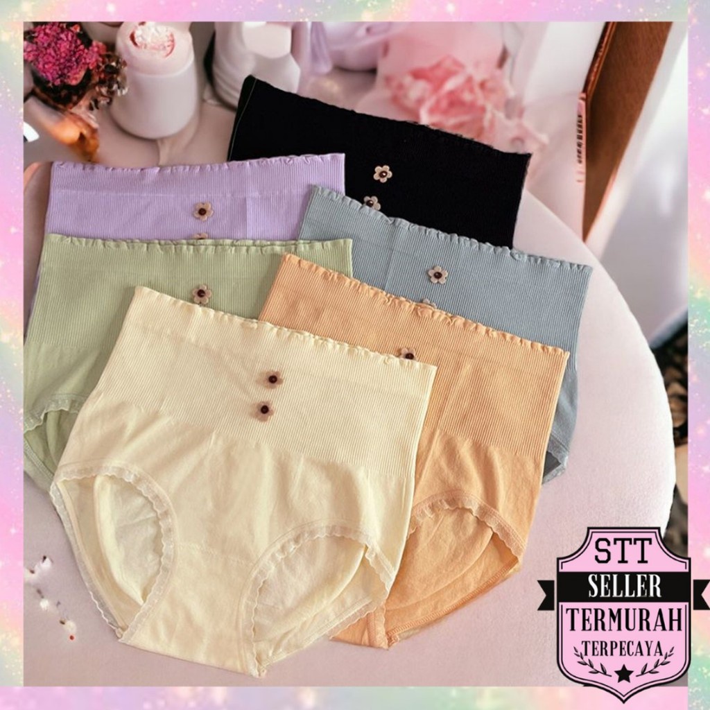 STT Celana Dalam Wanita Motif 2 Bunga 6927 Celana Pendek Bahan Katun Renda Sempak Women Kolor  Wanit
