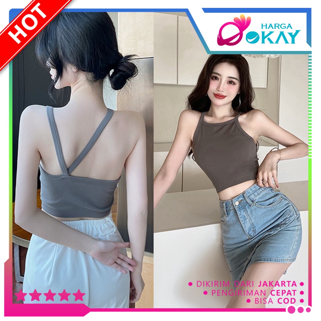 HO Tanktop Bra Wanita Tanpa Kawat 6560 Bra Fashion Wanita Turtle Neck Sexy Crop Top Elastis Bra Crop