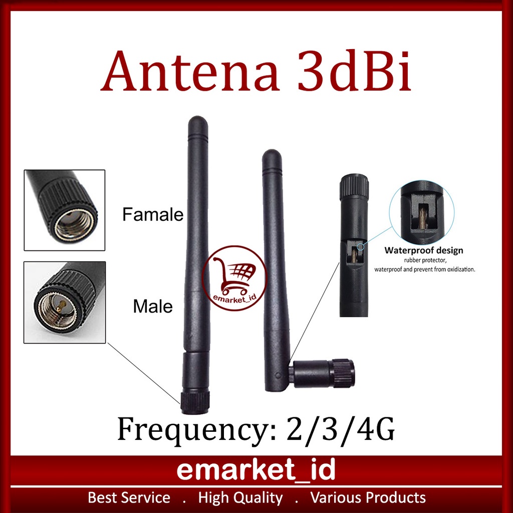 Antena 3dBi 4G 3G 2G / Antenna Modem Wifi Router / Penguat Sinyal 3 dBi Omni Indoor