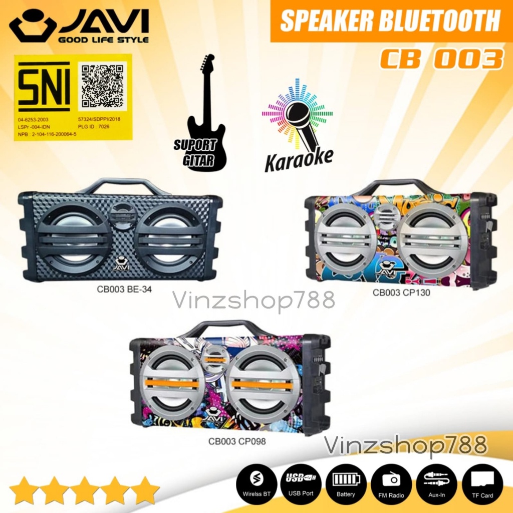 [ELECTROPICALLY] Speaker JAVI CB003 SNI Speaker Bluetooth Portable Karaoke + Mic + Remote Subwoofer