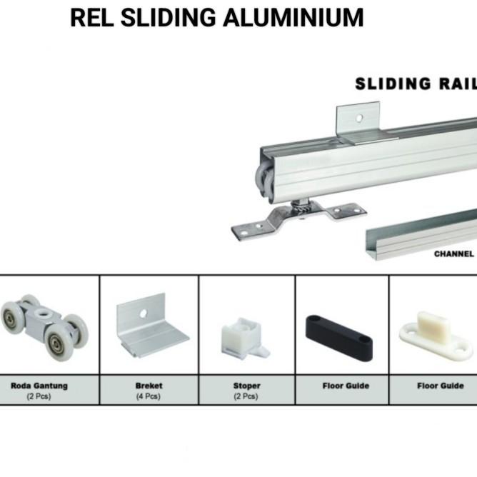 Rel Pintu Geser Gantung/Rail Sliding Door Aluminium Komplit 2.4Meter