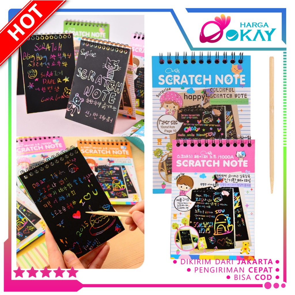 

HO Paper Note Black Cardboard Mini Hadiah Alat Tulis Buku Sketsa Warna-warni Grafiti Kertas Mini Tulis Gores Gambar DIY Sscratch Mainan Edukasi
