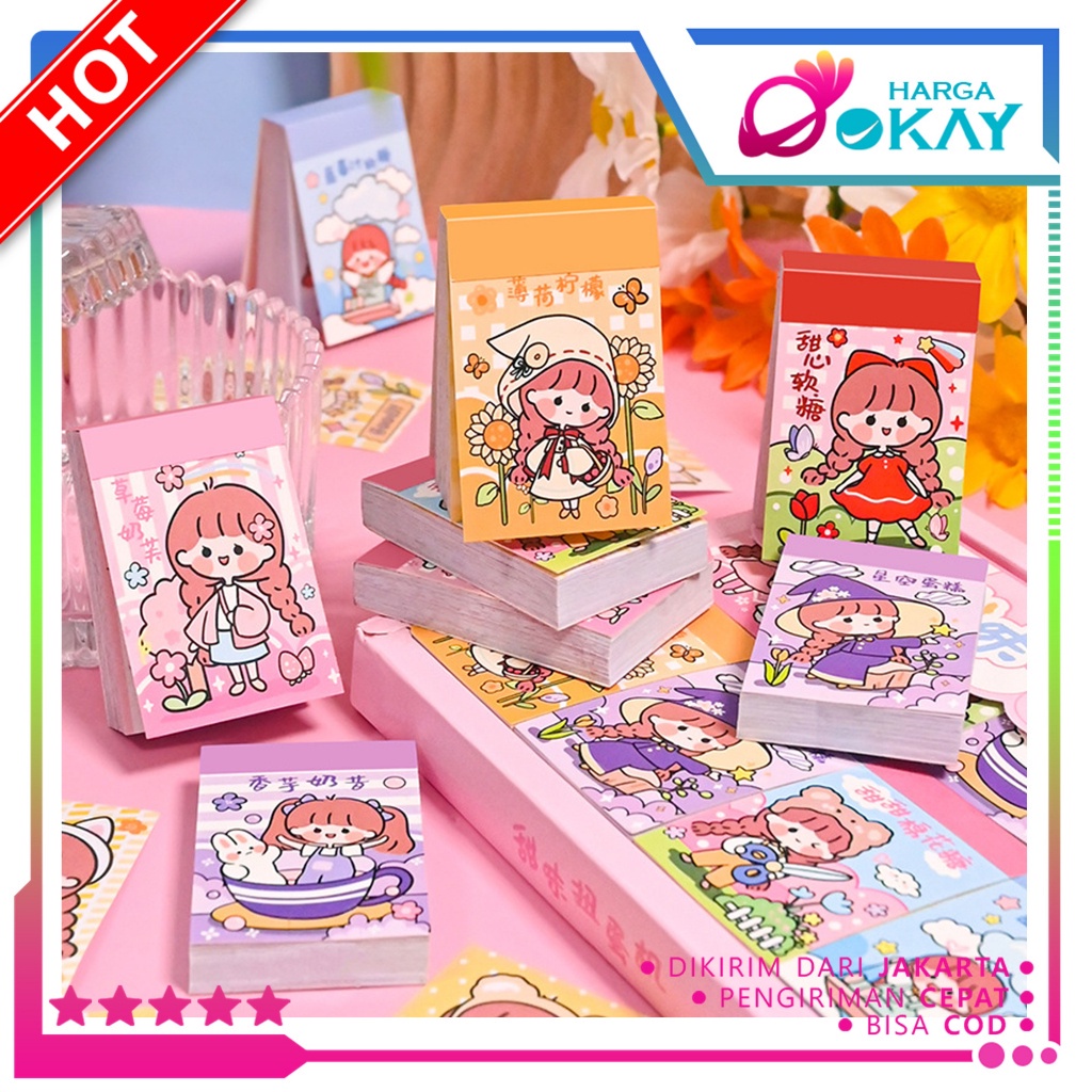 

HO Lembar Sticker Note Book Dekorasi Scrapbooking Alat Tulis Sekolah 24Lembar Stiker Buku Momo Mini 24 Washi Karakter Lucu Buku Diary DIY Jurnal Planner