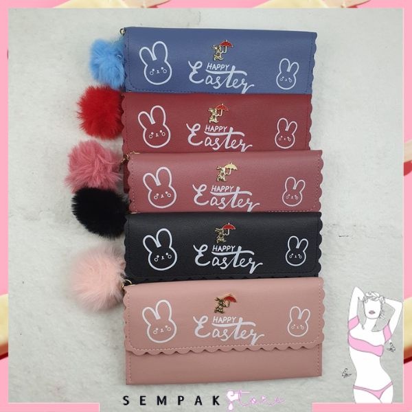 SS Dompet Wanita Panjang Kelinci 079 Free Pompom Dompet Panjang Korea Dompet Lipat Fashion