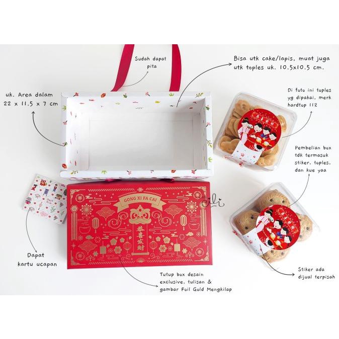 (BOX GUONIAN) kotak cny 2 toples 112 desertbox / kue setengah loyang