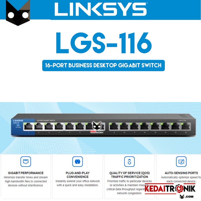 Switch Hub Gigabit LINKSYS LGS-116 Business Desktop LGS 116 16 Port