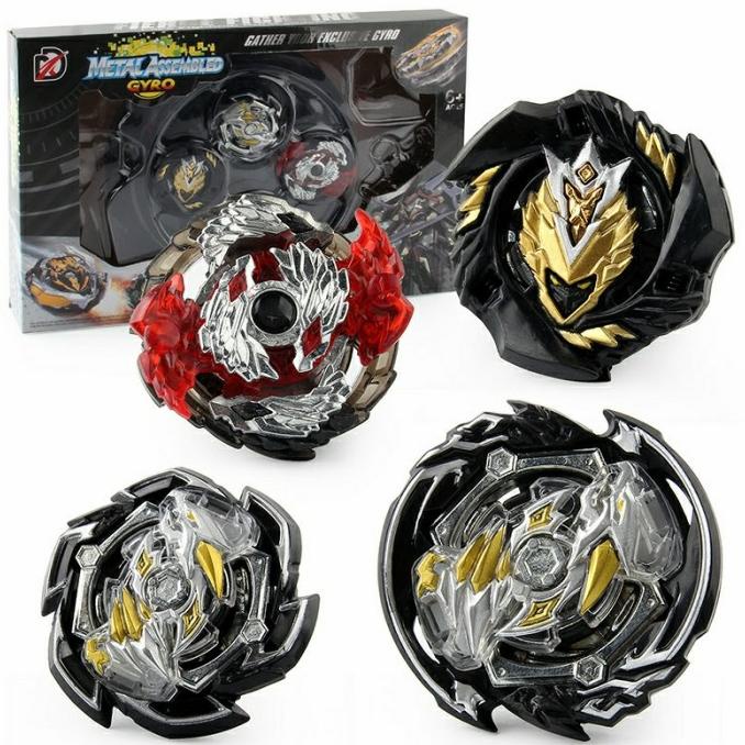 Paket Promo 4PCS Beyblade Burst Set With Grip Launcher Arena Black