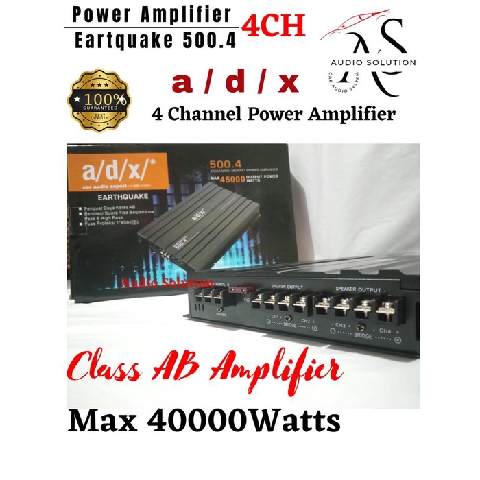 POWER AMPLIFIER MOBIL ADX EARTHQUAKE 500.4 MAX POWER 45000 WATTS 4CH M