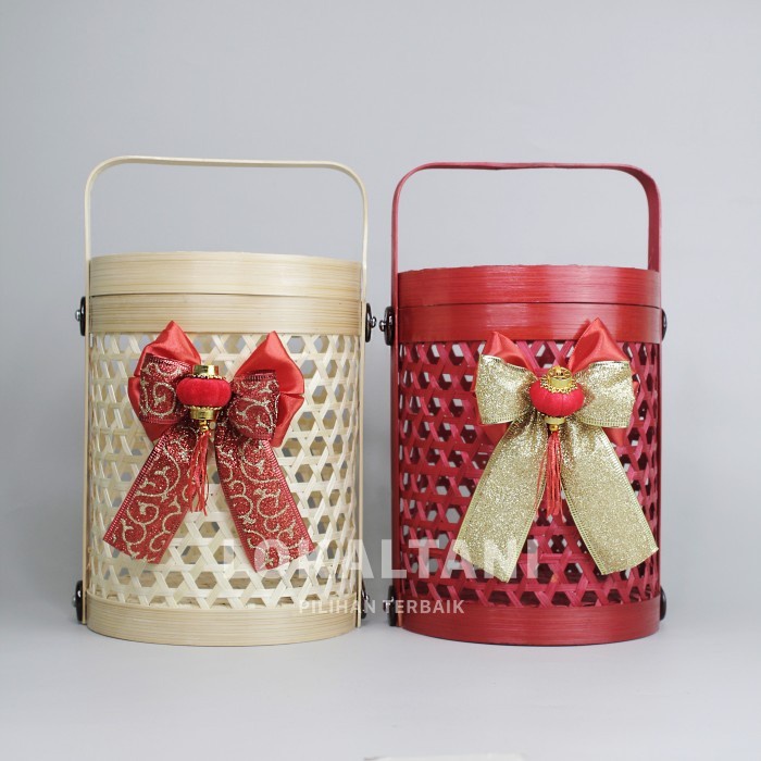 

New! TermuraH yuk!! Keranjang Parcel Kue Kering Natal/ Rantang Bambu Imlek/ Limited