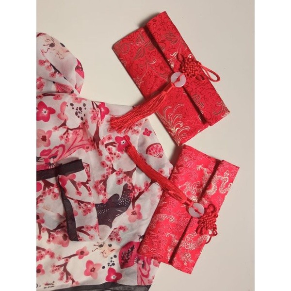 

New! angpao merah dompet amplop imlek kain damask chinese new year samping Limited