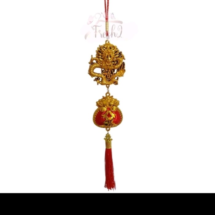 

New! 0gantungan imlek sio naga emas timbul / gantungan imlek sio naga Limited