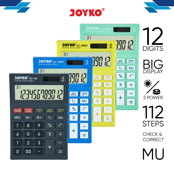 

CALCULATOR / KALKULATOR JOYKO CC-12 / 12 DIGITS / CHECK CORRECT ORIGINAL TERBARU