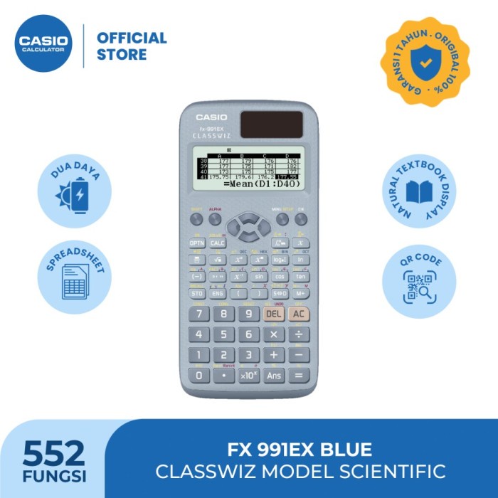 

CASIO CLASSWIZ MODEL SCIENTIFIC CALCULATOR FX-991EX - BLUE ORIGINAL TERBARU