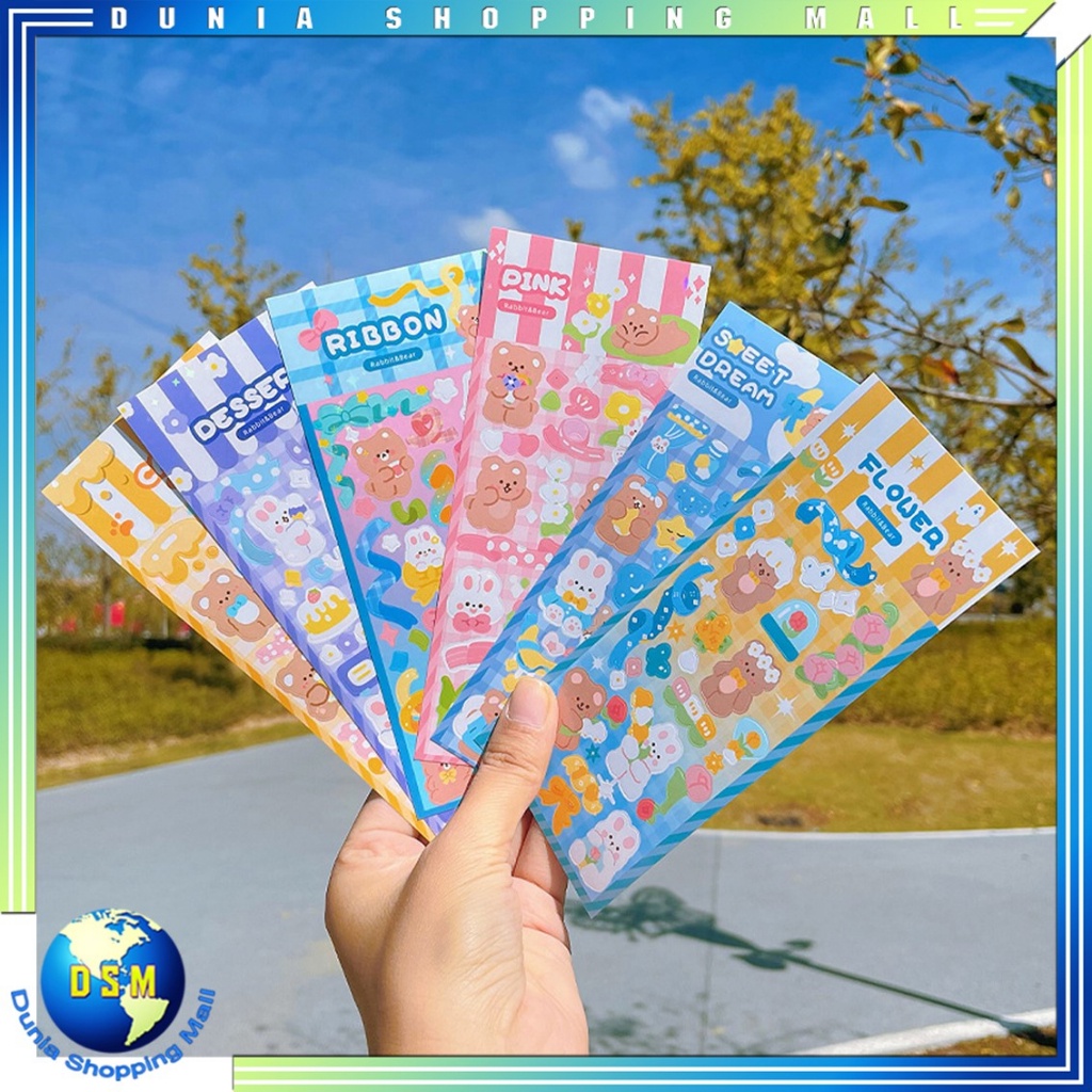 

DSM STICKER WATERPROOF KARTUN BEAR RABBIT HOLOGRAM STIKER MOTIF KARTUN BERUANG DAN KELINCI KOREA LUCU ANTI AIR DEKORASI HANDBOOK SCRAPBOOK DIY STICKER BOTOL MINUM TUMBLR VIRAL LUCU MURAH CANTIK
