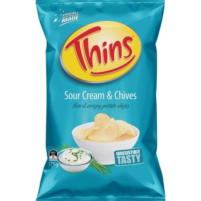 

TERBARU THINS SOUR CREAM & CHIVES POTATO CHIPS AUSTRALIA 175G SNACK IMPORT !!!!!