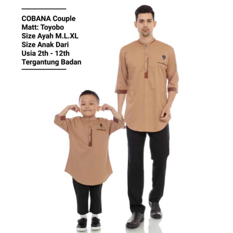 baju Koko Couple ayah dan anak pria warna mocca_ baju Koko cobana warna coksu