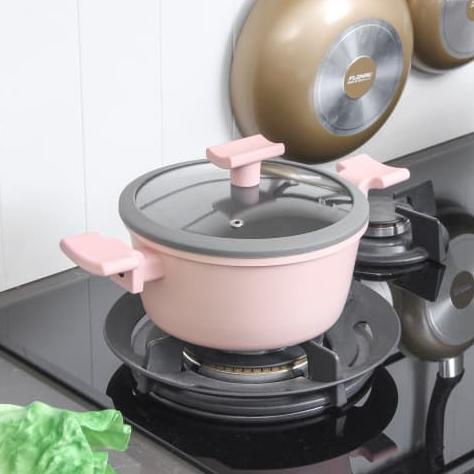PANCI CASSEROLE TUTUP KACA BERLUBANG 20CM - PINK ZEFANHENDARTO