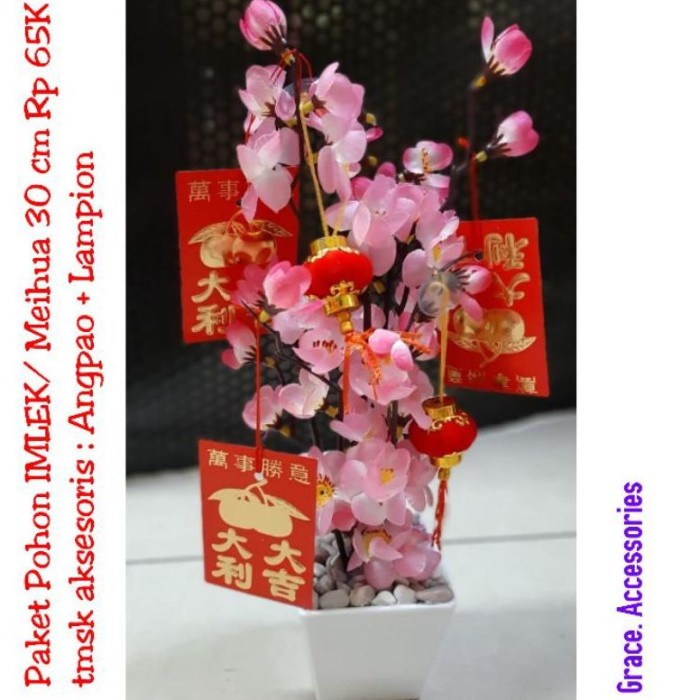 

New! Pohon Imlek Meihoa Angpao Sakura Paket Aksesoris Limited