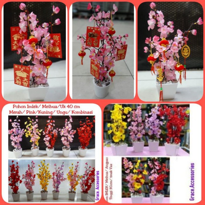 

New! Populer Pohon imlek meihoa angpao sakura paket aksesoris Limited