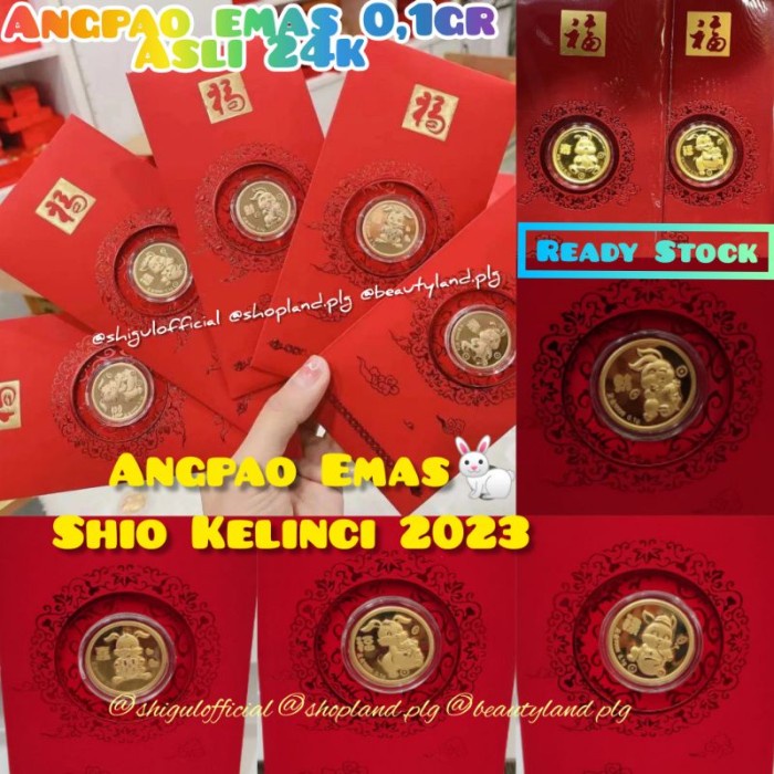 

New! Angpao Gold 24k 01gr Emas Asli Angpao Emas Kelinci Rabbit 2023 imlek Limited