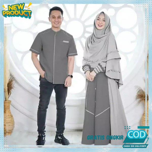 Gamis Couple Pasangan Gmis Cauple Keluarga Lebaran 2024 Dress Kapelan Sarimbit Gamis Cople Viral Bsj