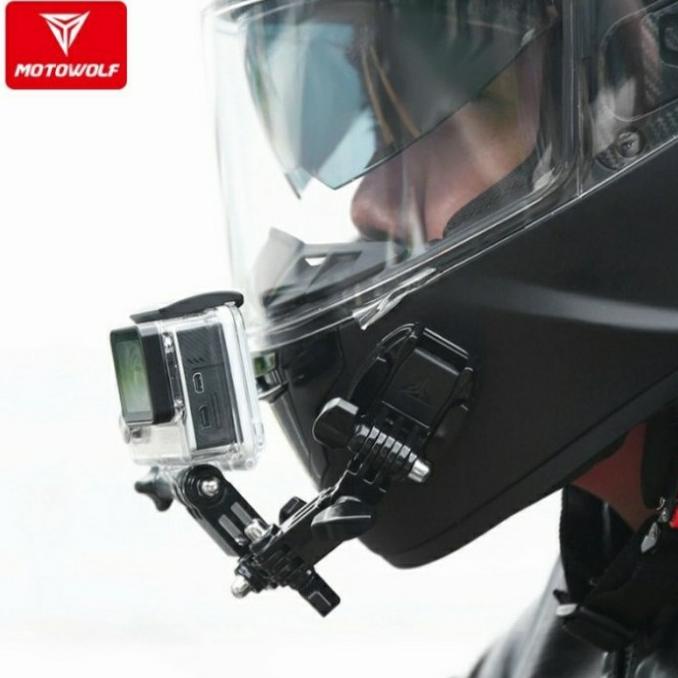 BRACKET BREKET HOLDER CAMERA GO PRO HELM MOTOWOLF