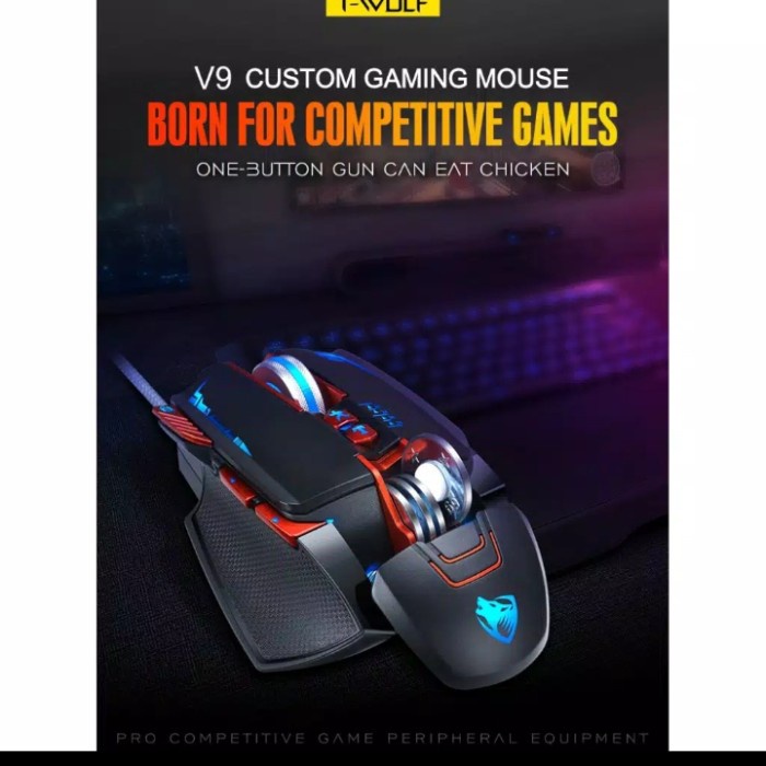 mouse MOUSE GAMING T-WOLF V9 MACRO PROGRAMMING 8 TOMBOL RGB T-WOLF 3200 DPI(V2L9) mouse gaming bluet