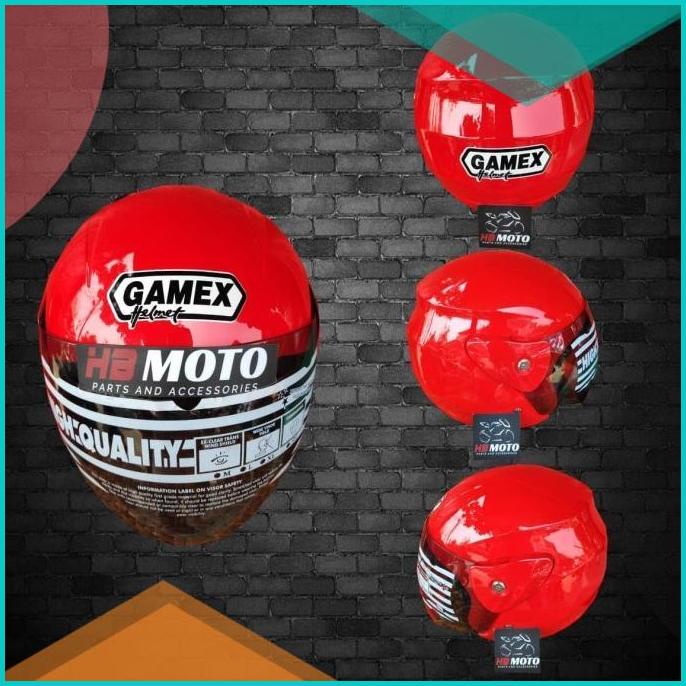 Helm Gamex Warna Red Lights GMX1RL / Helm SNI / Helm Half Face 16novz3