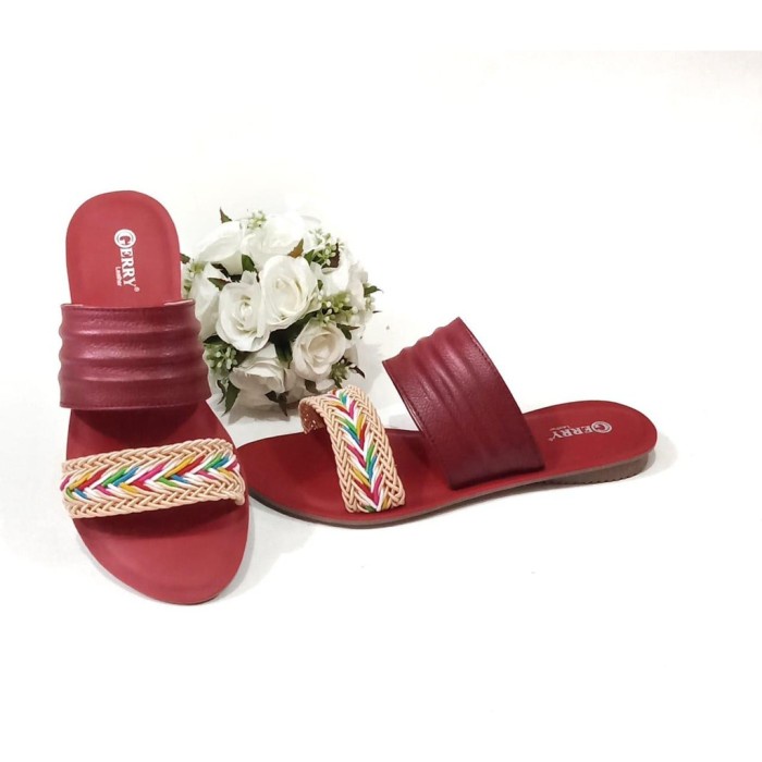 Sandal Kulit Wanita Terbaru Model Slim 2021 Bahan Kulit Sapi Asli