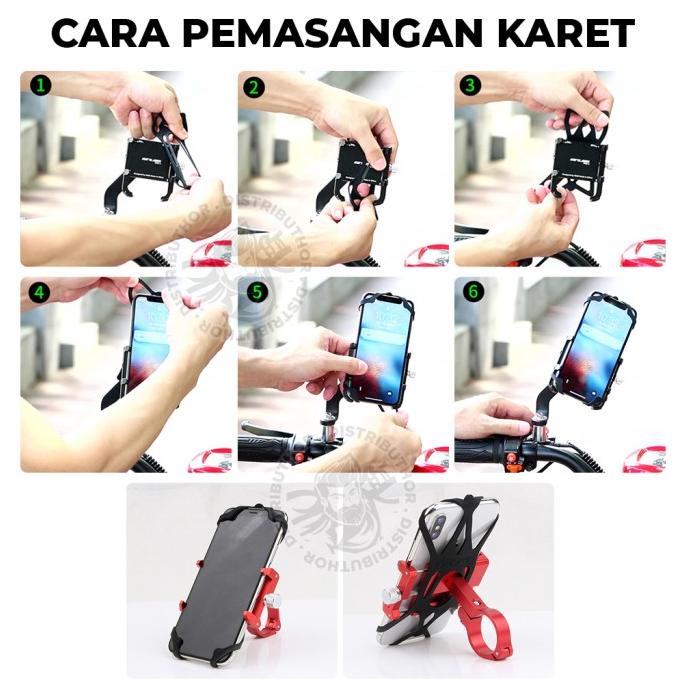 Holder Hp Motor Besi Stang GUB P30 Phone Stand Penyangga Pegangan -  GUB P30 MERAH