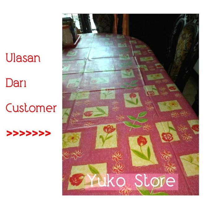 Taplak Meja Makan Plastik Oval Motif Kursi 6 Meiwa