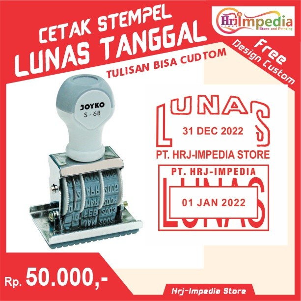 

Cetak Stempel Tanggal Lunas Dibayar + Tambahan Tulisan Custom