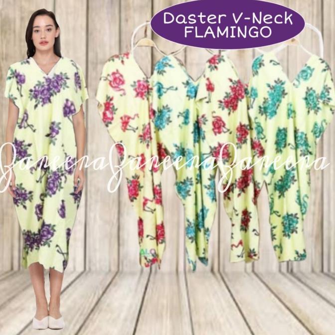 DASTER VNECK FLAMINGP/DRESS IBU JUMBO/LEHER V/MODERN/BUMIL/BIRD/BATIK