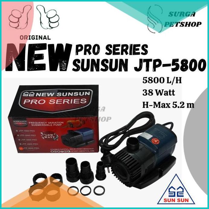 NEW SUNSUN JTP 5800 PRO POMPA AIR CELUP AKUARUM KOLAM IKAN JTP5800 16n