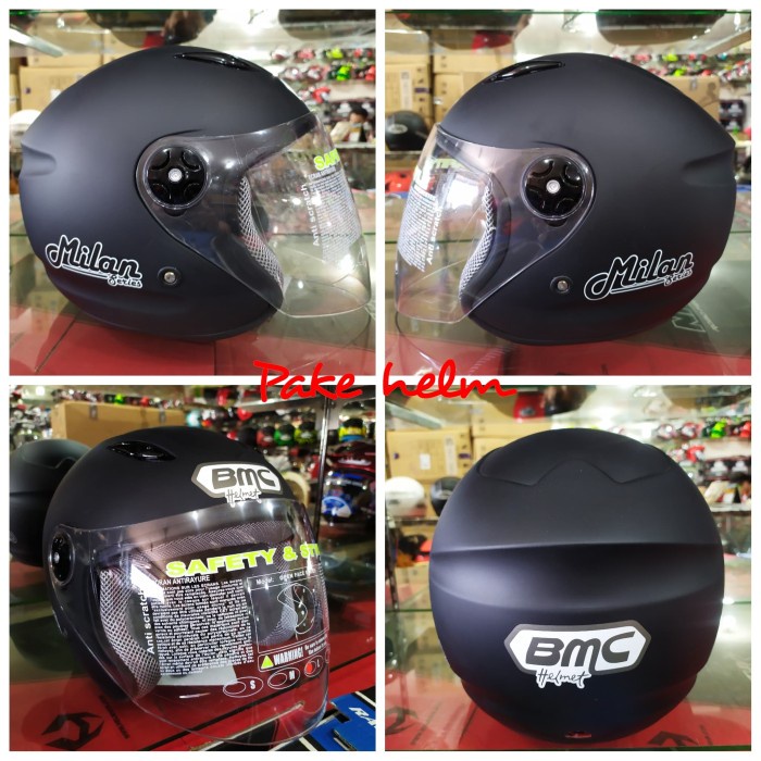 Helm Bmc Milan Hitam Doff Bmc Half Face