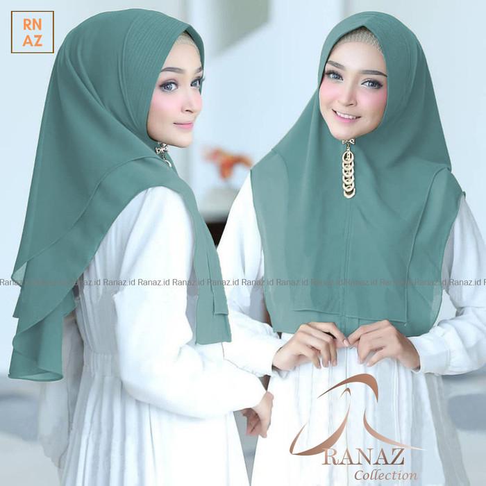 BISA COD - HIJAB CERUTY 2 LAYER TERBARU KHIMAR HIJAB INSTAN PET ANTEM - RANAZ.ID