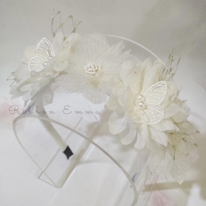 BISA COD - MAHKOTA BUNGA PUTIH MAHKOTA PENGANTIN BANDO FLOWER CROWN PUTIH ANAK