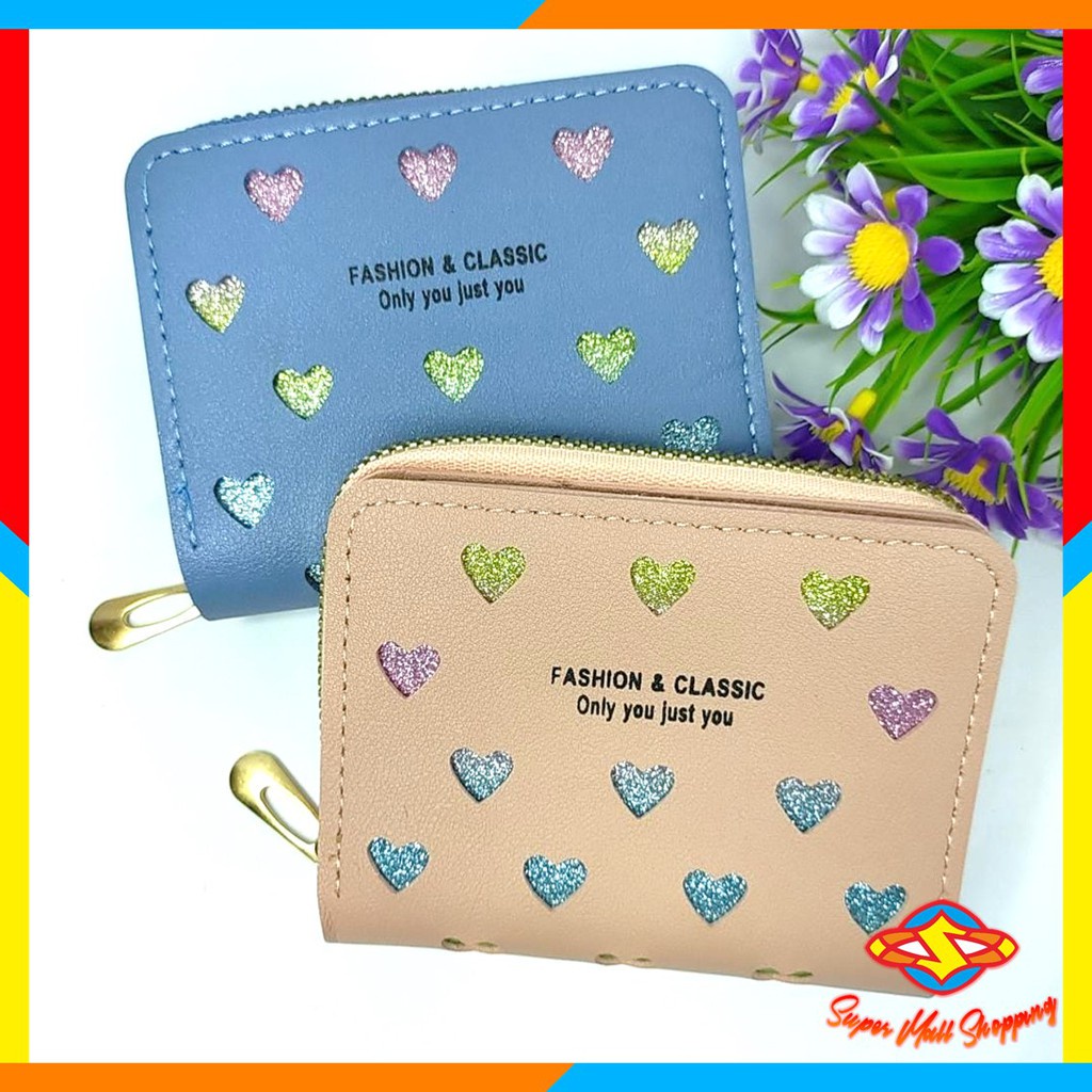 SMS Dompet Wanita Pendek Forever Memory Love Glitter 033 Dompet Wanita Mini Dompet Kartu Kecil