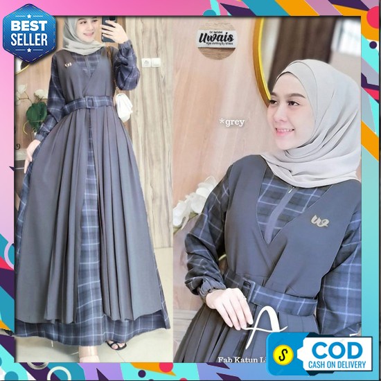 Stlan Gamis Wanita Terbaru 2024 Gamis Dan Kerudung Bju Drees Wamita Gamis 2In1 Branded Setelan Baju 