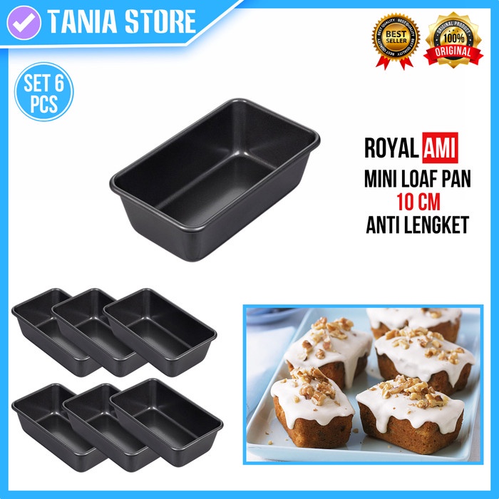 Loyang Mini Loaf Pan Royal Ami 10 Cm Anti Lengket Set 6 Pcs