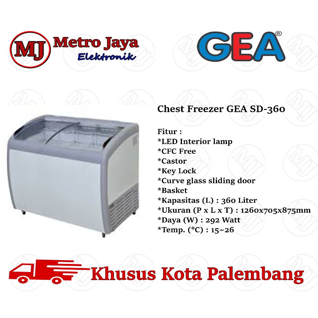 GEA SD-360 SLIDING Curved GLASS FREEZER 360 Liter SD 360 Freezer Kaca