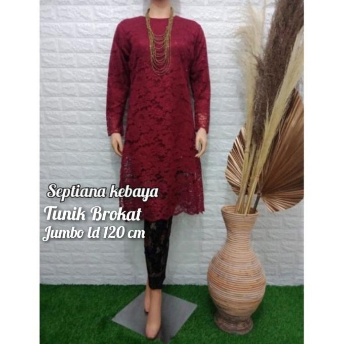 baju kebaya modern tunik brokat jumbo  / kebaya brokat putih